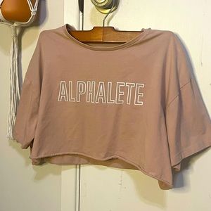Alphalete light pink/beige cropped tee medium